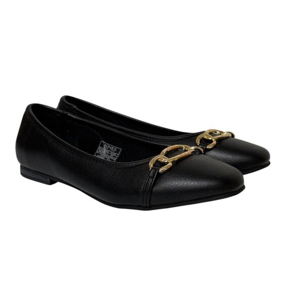 Jones New York Balsora Flats Black Gold Link Slip On Round Toe Women's Size 9 - Picture 6 of 16
